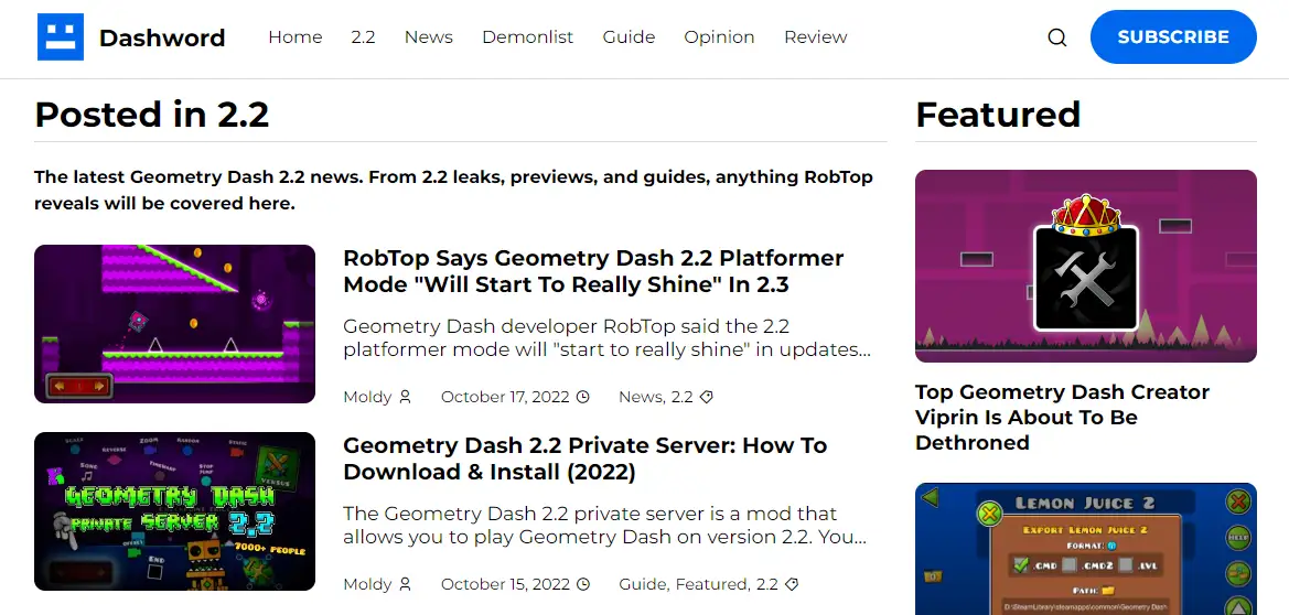 Dashword's user interface