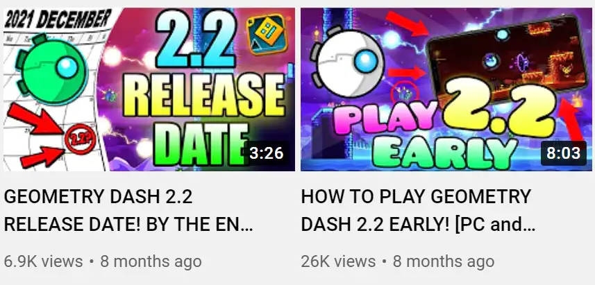 Geometry Dash 2.2 Release Date Clickbait